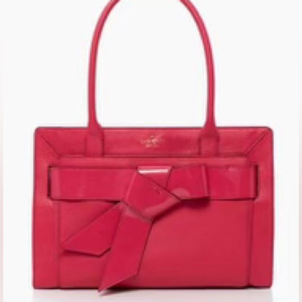 Kate Spade Bow Valley Rosa Leather Large Satchel Handbag